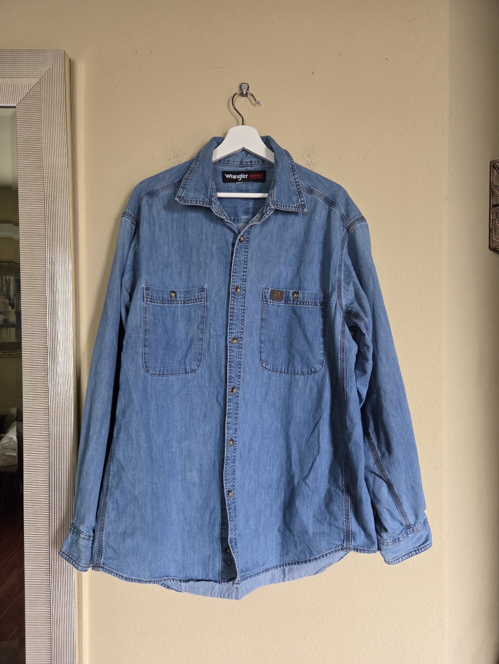 Wrangler Riggs Light Blue Denim Shirt Western Workwear